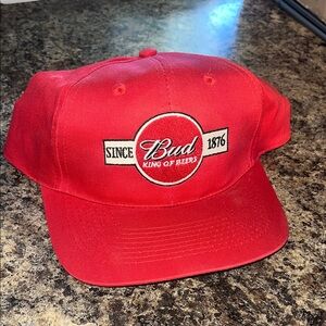 Vintage Budweiser Red Cap with Embroidered Logo